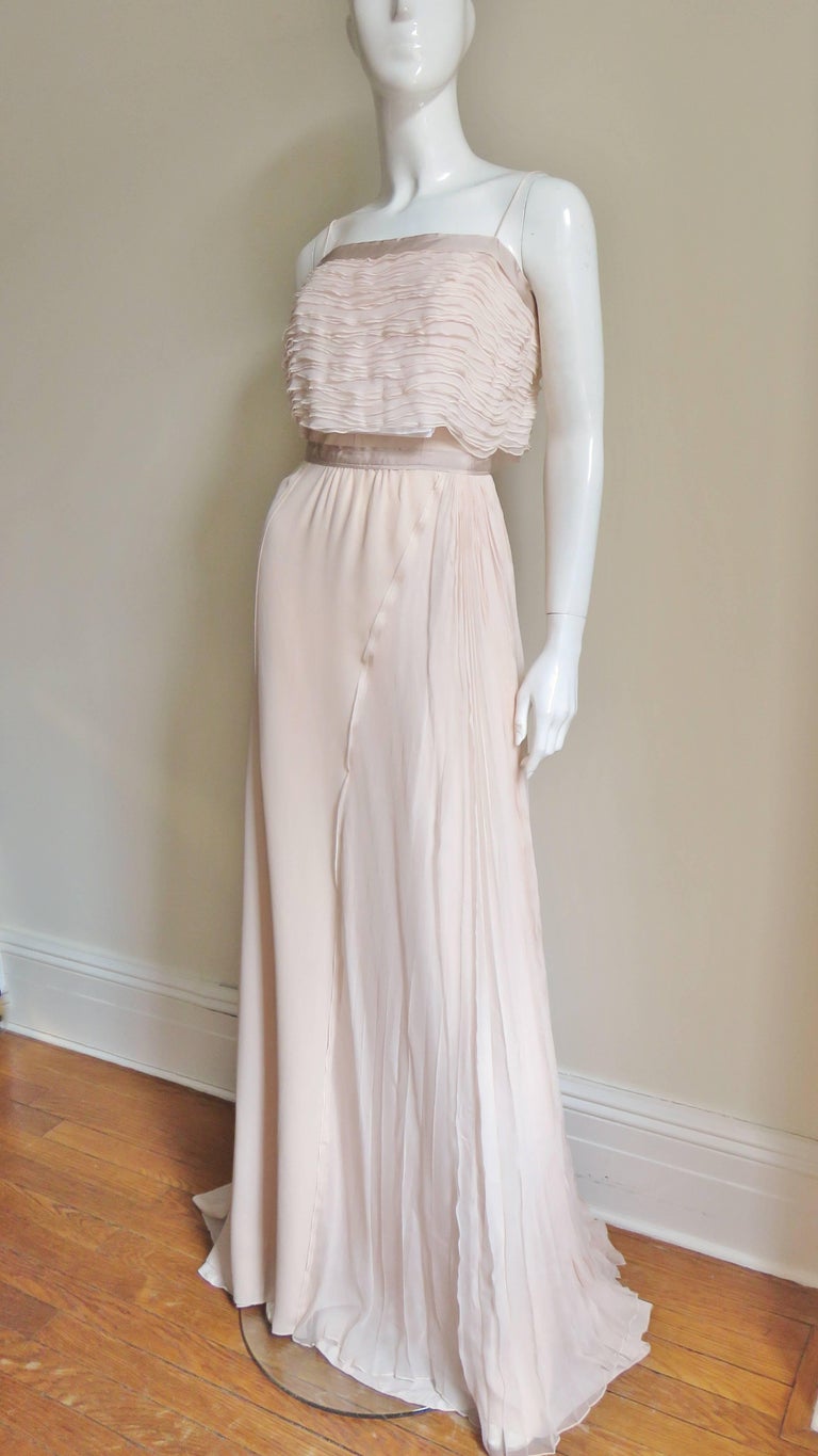 Nina Ricci Intricate Detail Blush Silk Gown For Sale at 1stdibs