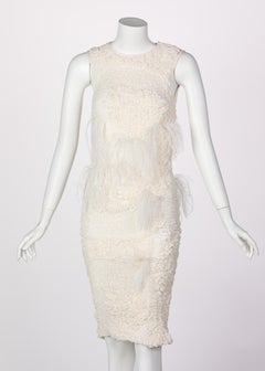 Nina Ricci Ivory Silk Feather Embellished Dress, Spring 2016