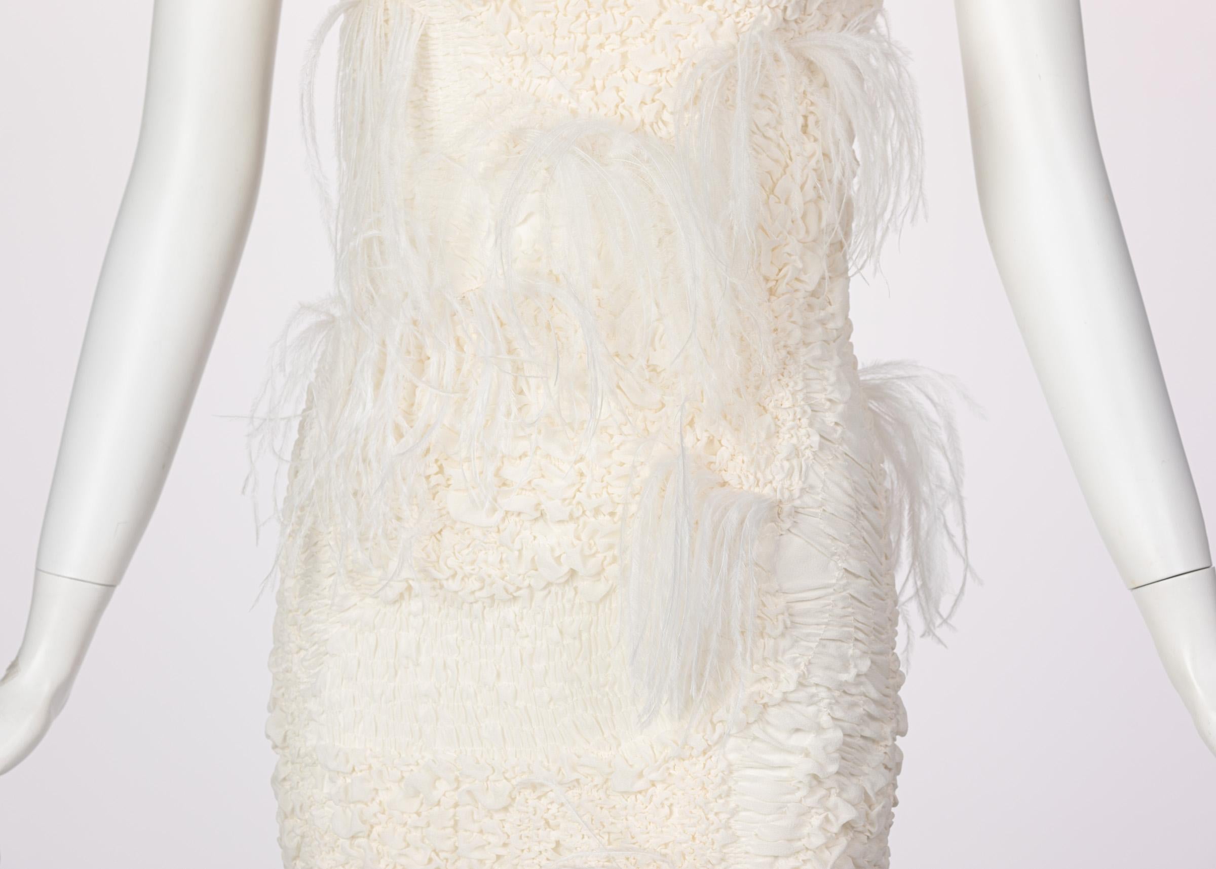 Nina Ricci Ivory Silk Feather Embellished Dress, Spring 2016 For Sale 1