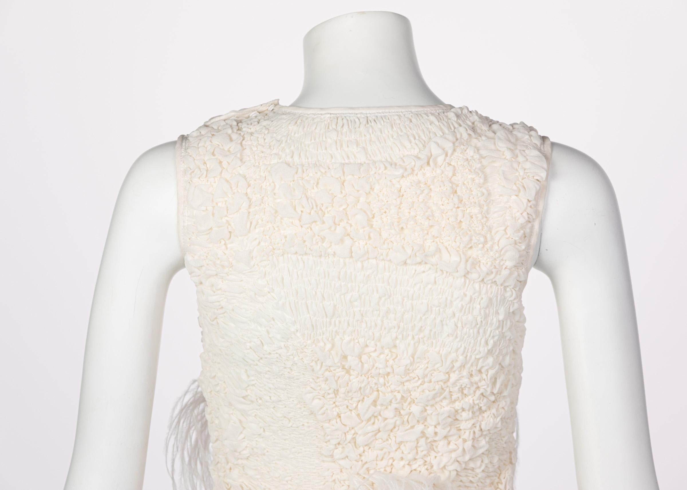 Nina Ricci Ivory Silk Feather Embellished Dress, Spring 2016 For Sale 5