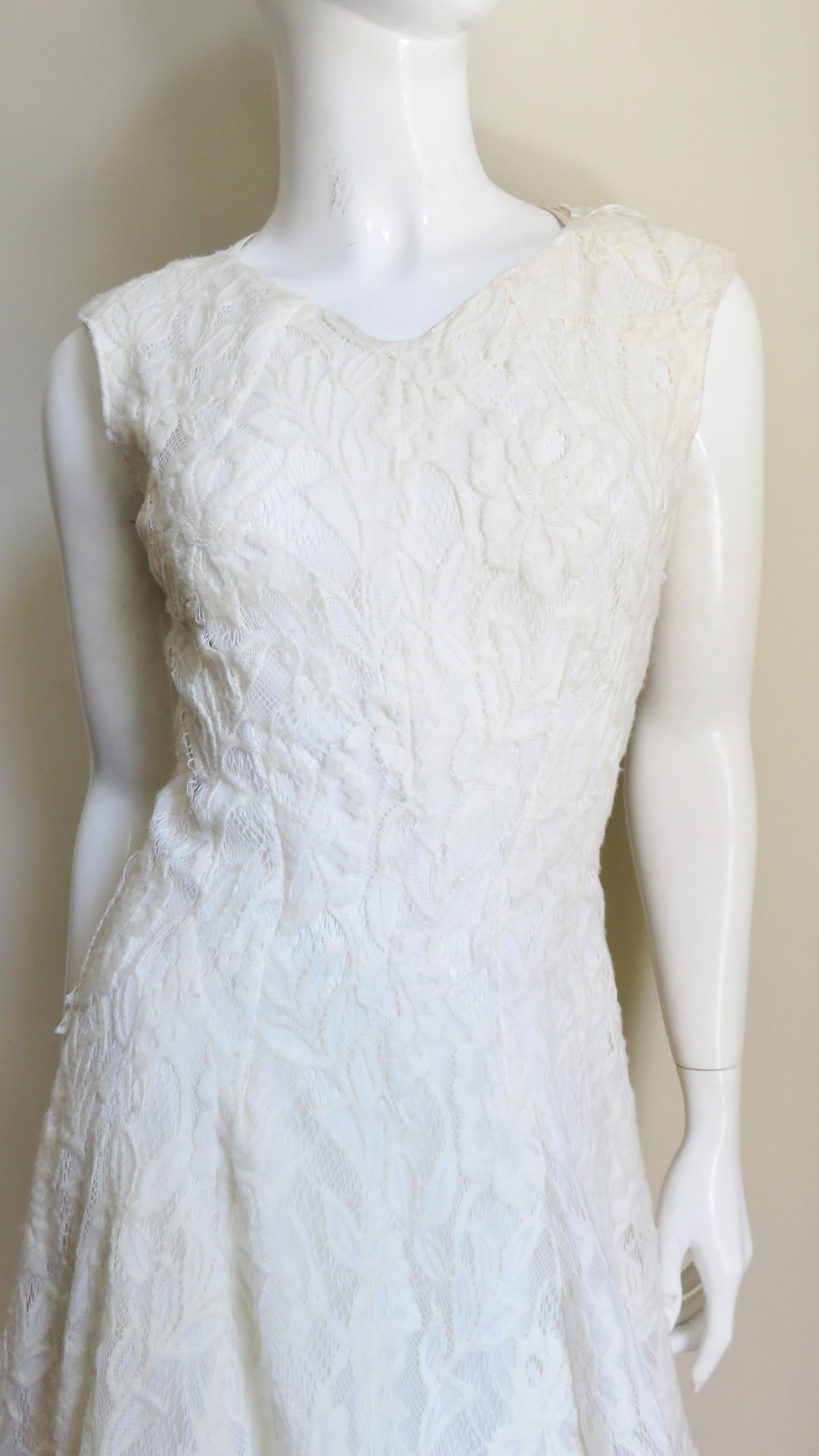 Gray Nina Ricci Lace Dress with Cut out Back For Sale