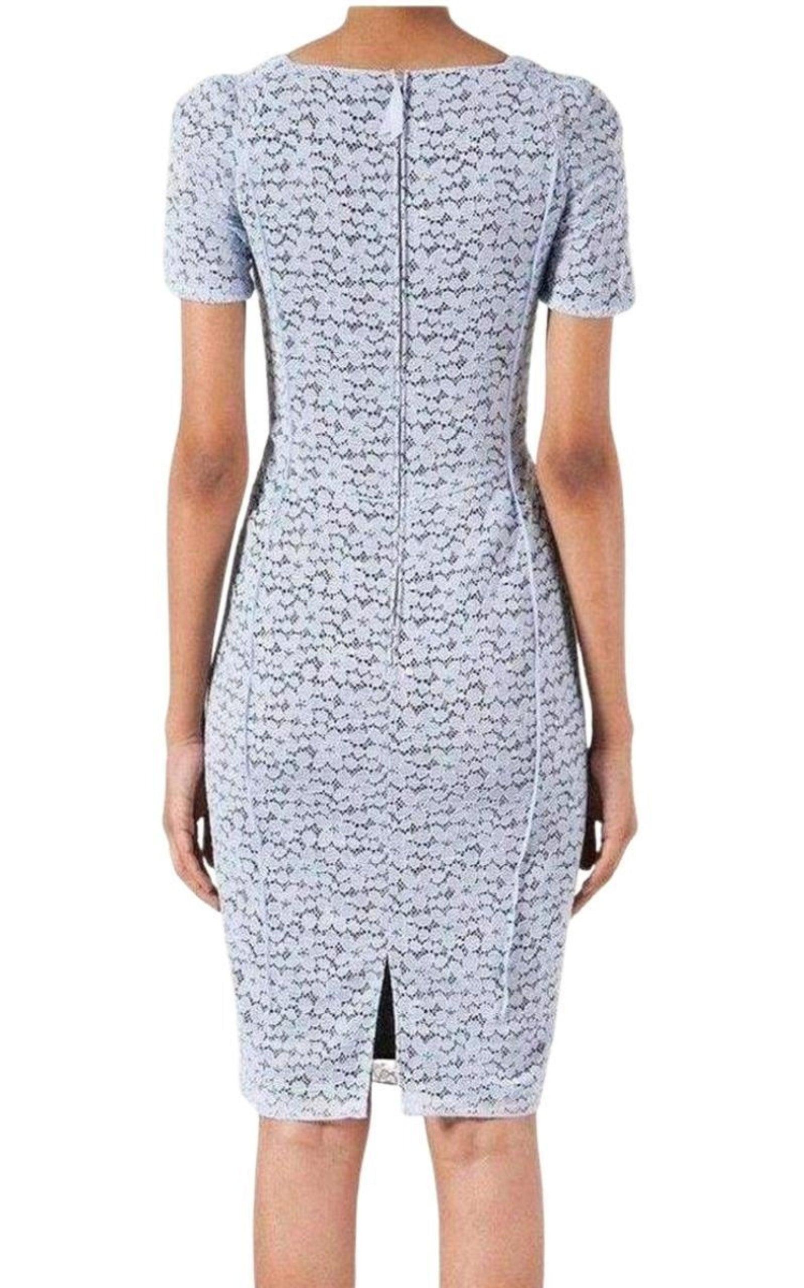 Women's NEW Nina Ricci Lace Elbow Sleeve Fitted Dress FR 40 For Sale