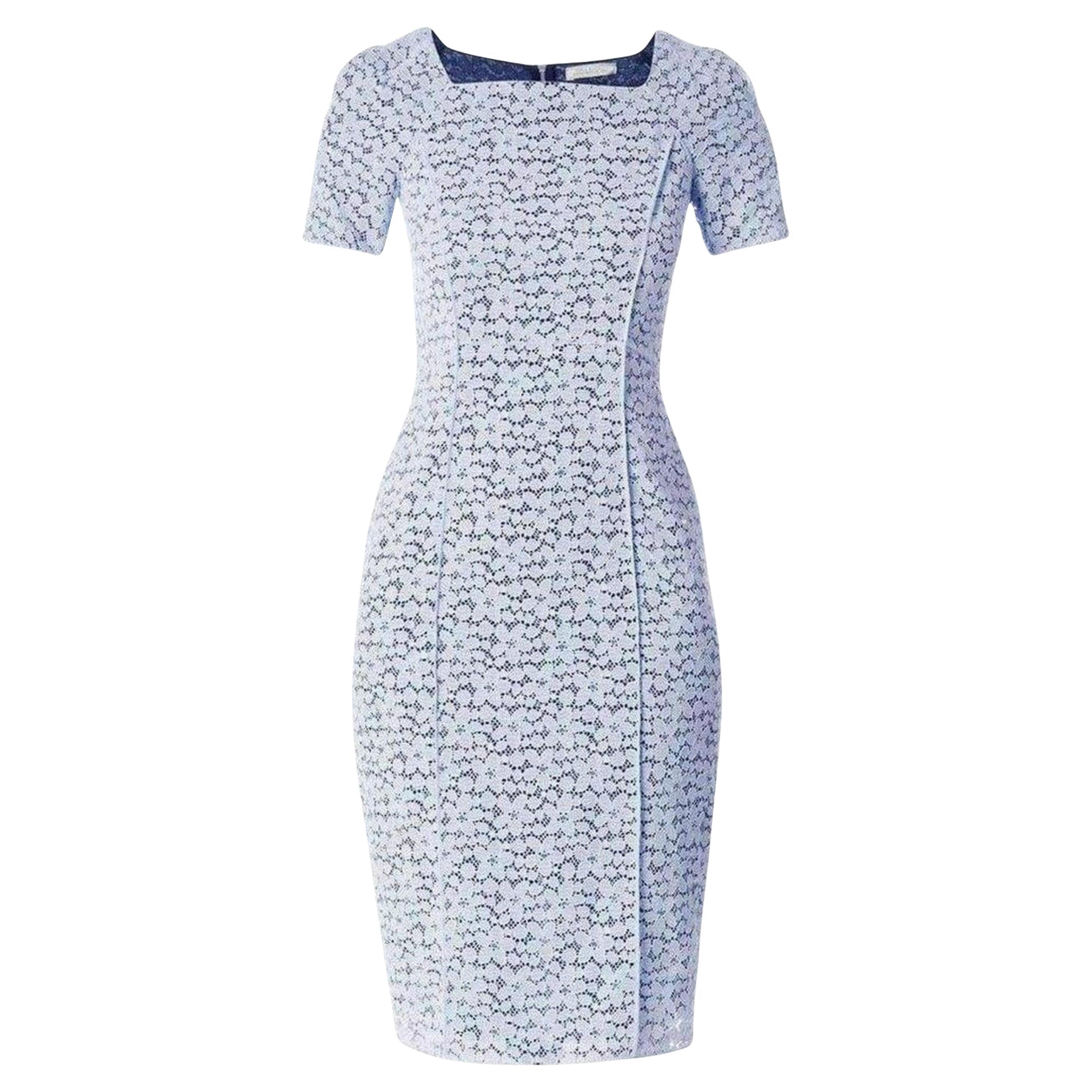 NEW Nina Ricci Lace Elbow Sleeve Fitted Dress FR 40 For Sale