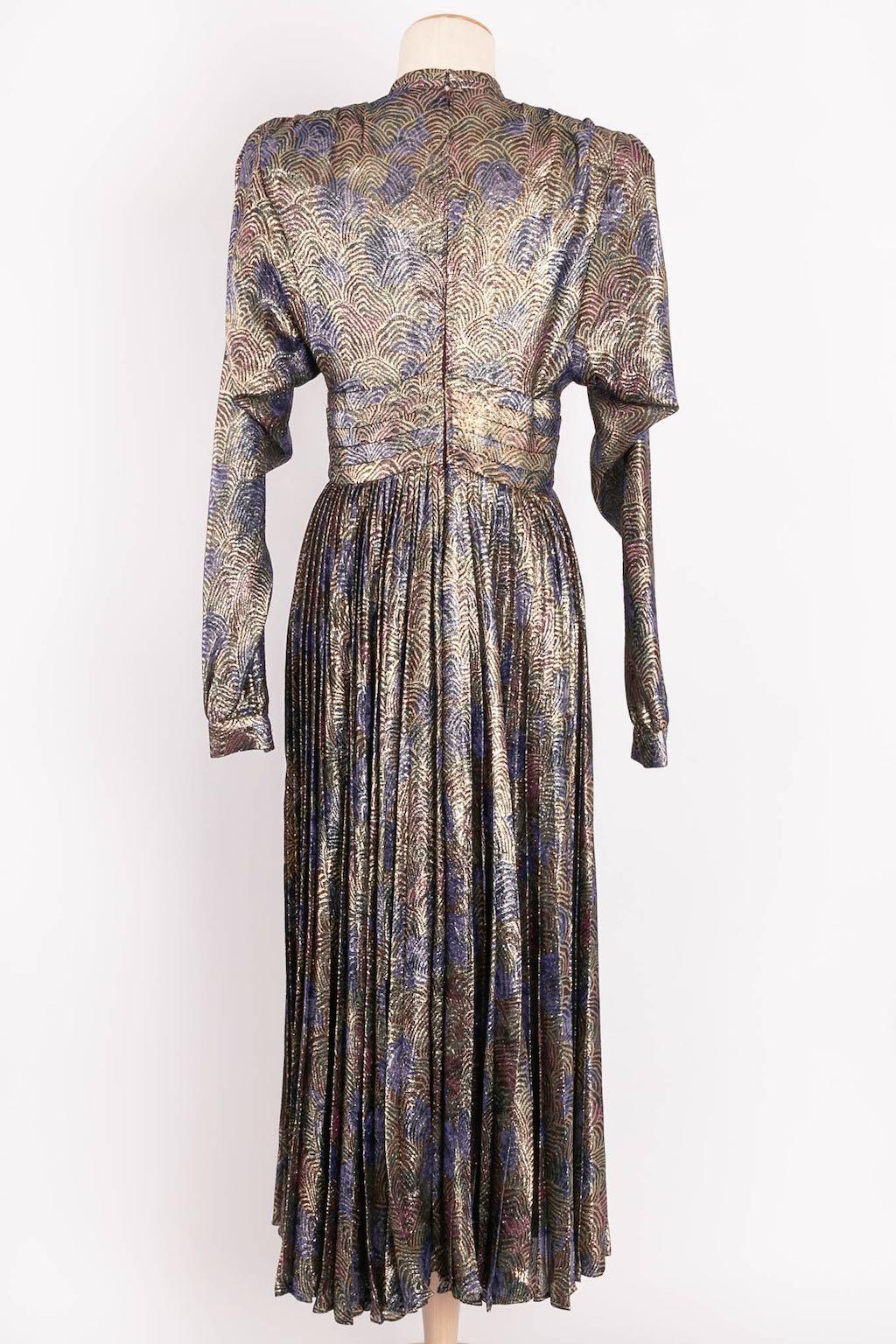 Gray Nina Ricci Lamé Dress, Size 36FR For Sale