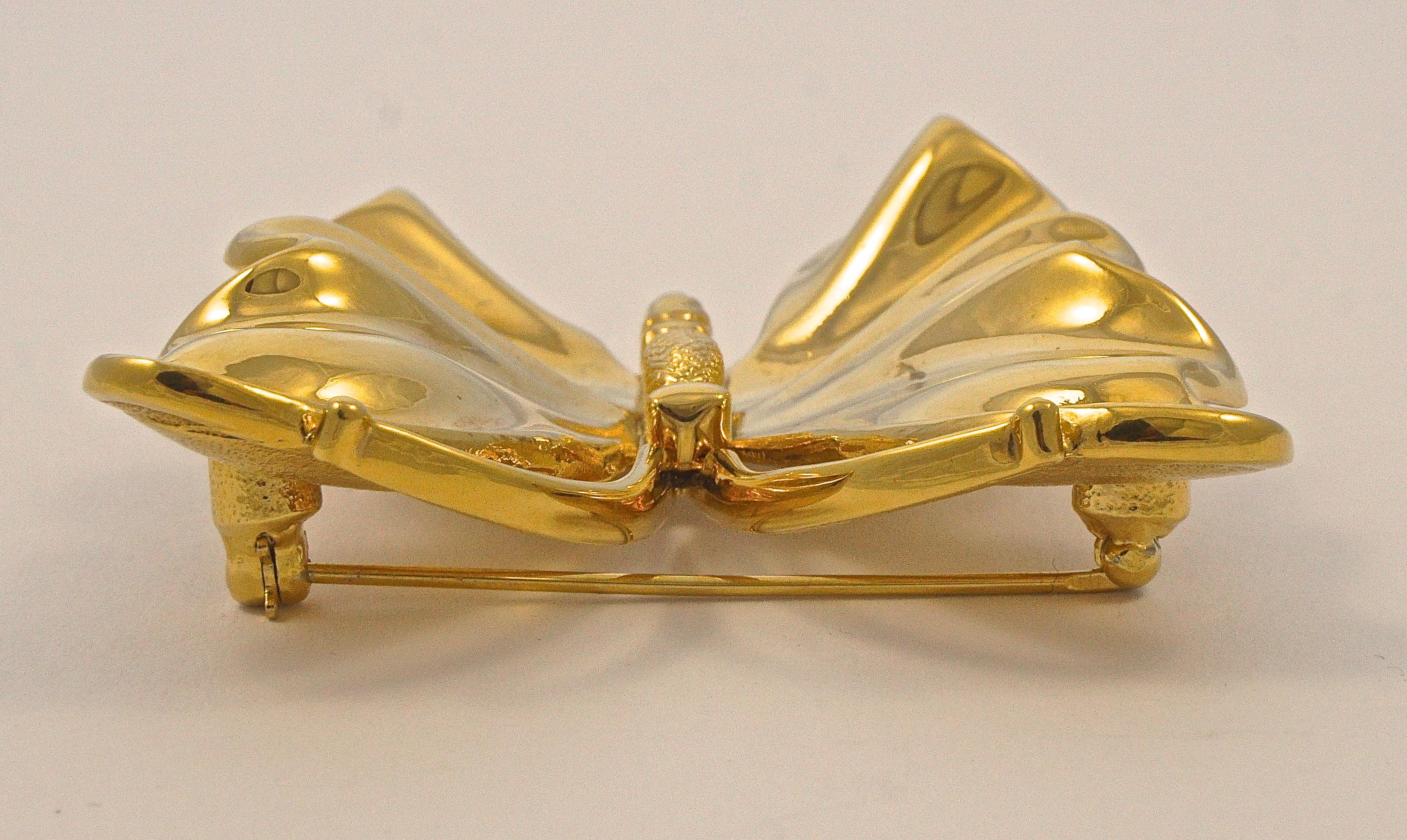 Nina Ricci Große vergoldete Schmetterlingsbrosche circa 1980er Jahre im Angebot 1