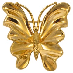 Antique Nina Ricci Large Gold Plated Butterfly Brooch circa 1980s