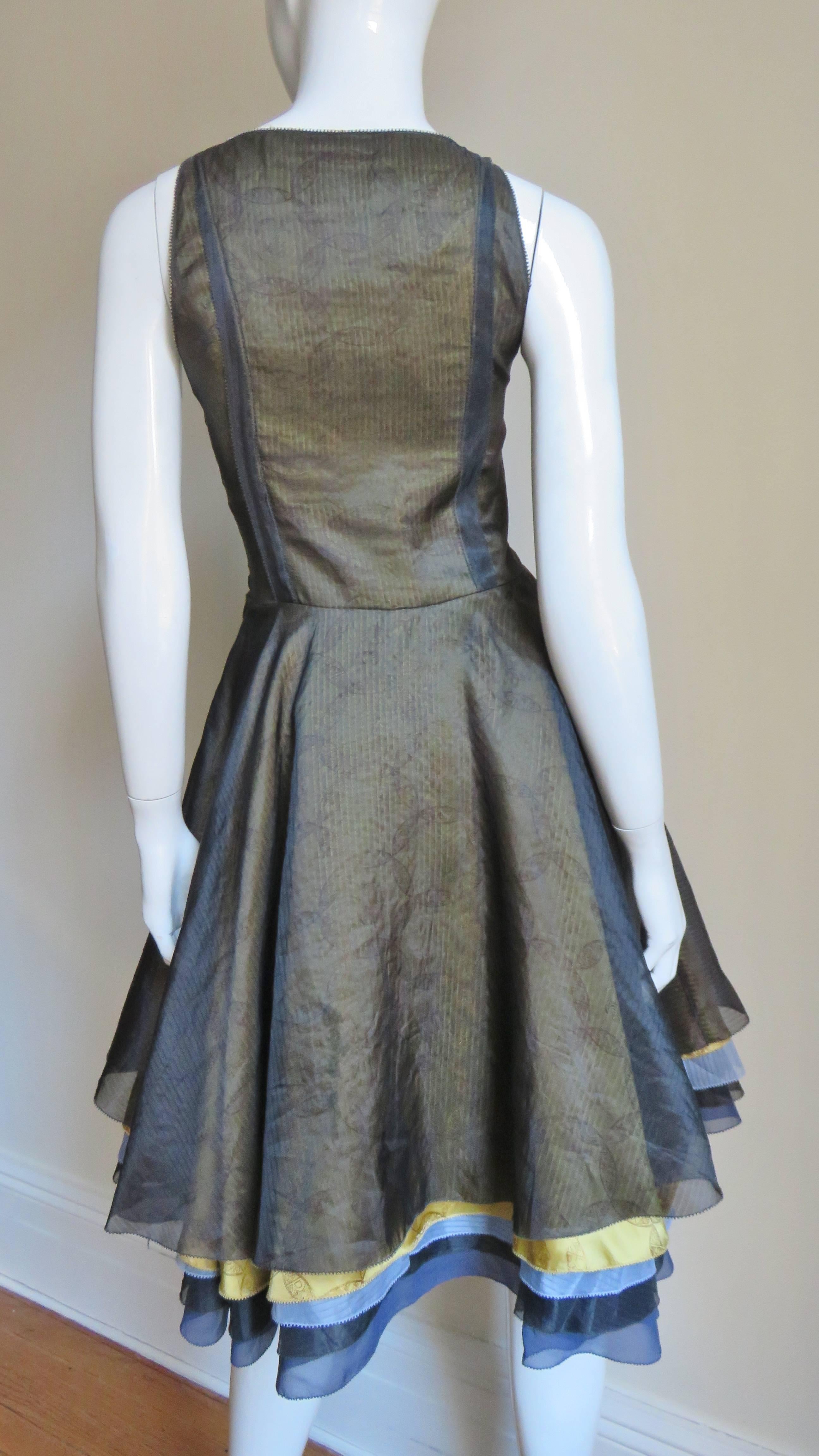 Nina Ricci Layered Silk Color Block Dress For Sale 3