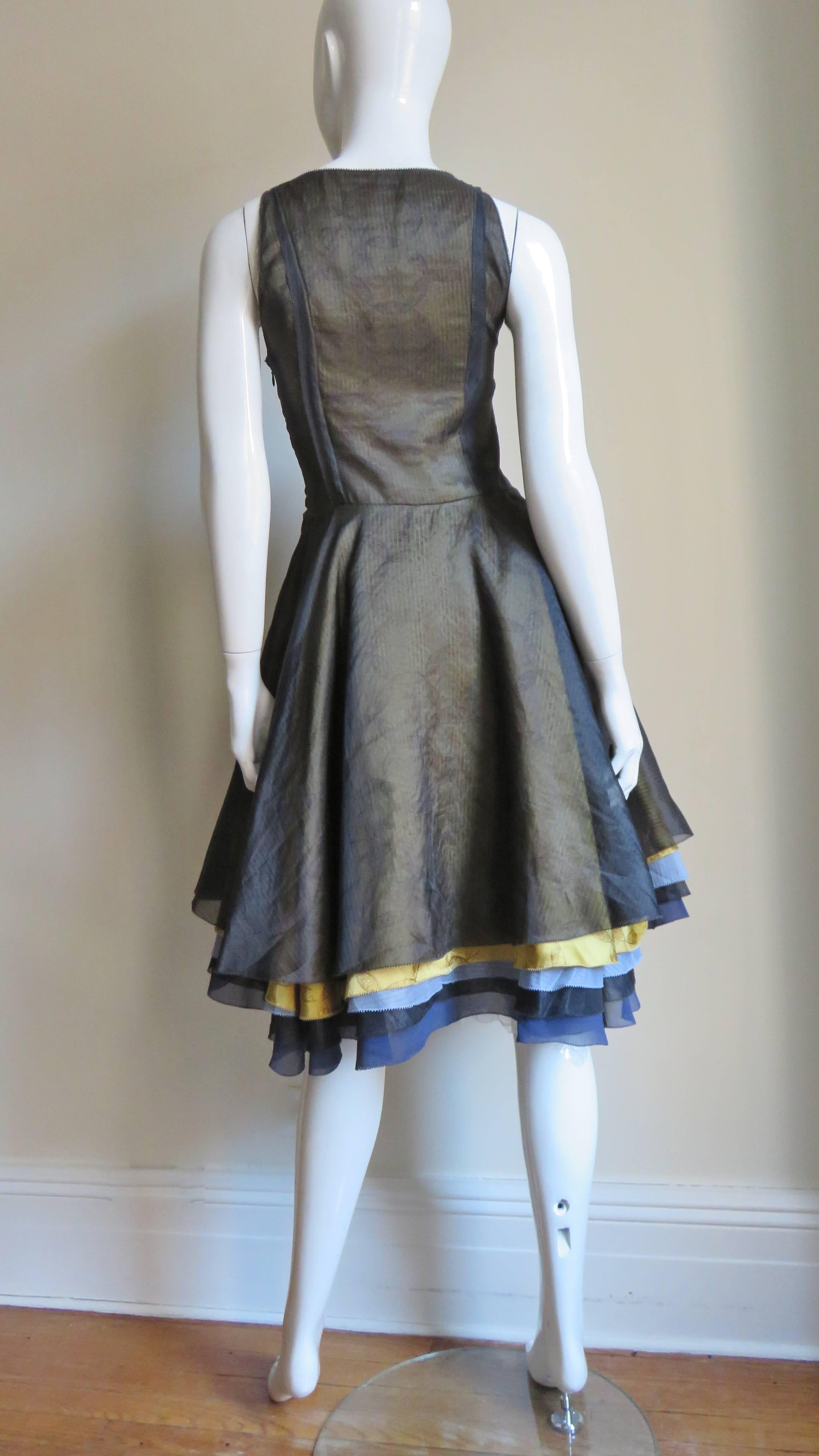 Nina Ricci Layered Silk Color Block Dress 6