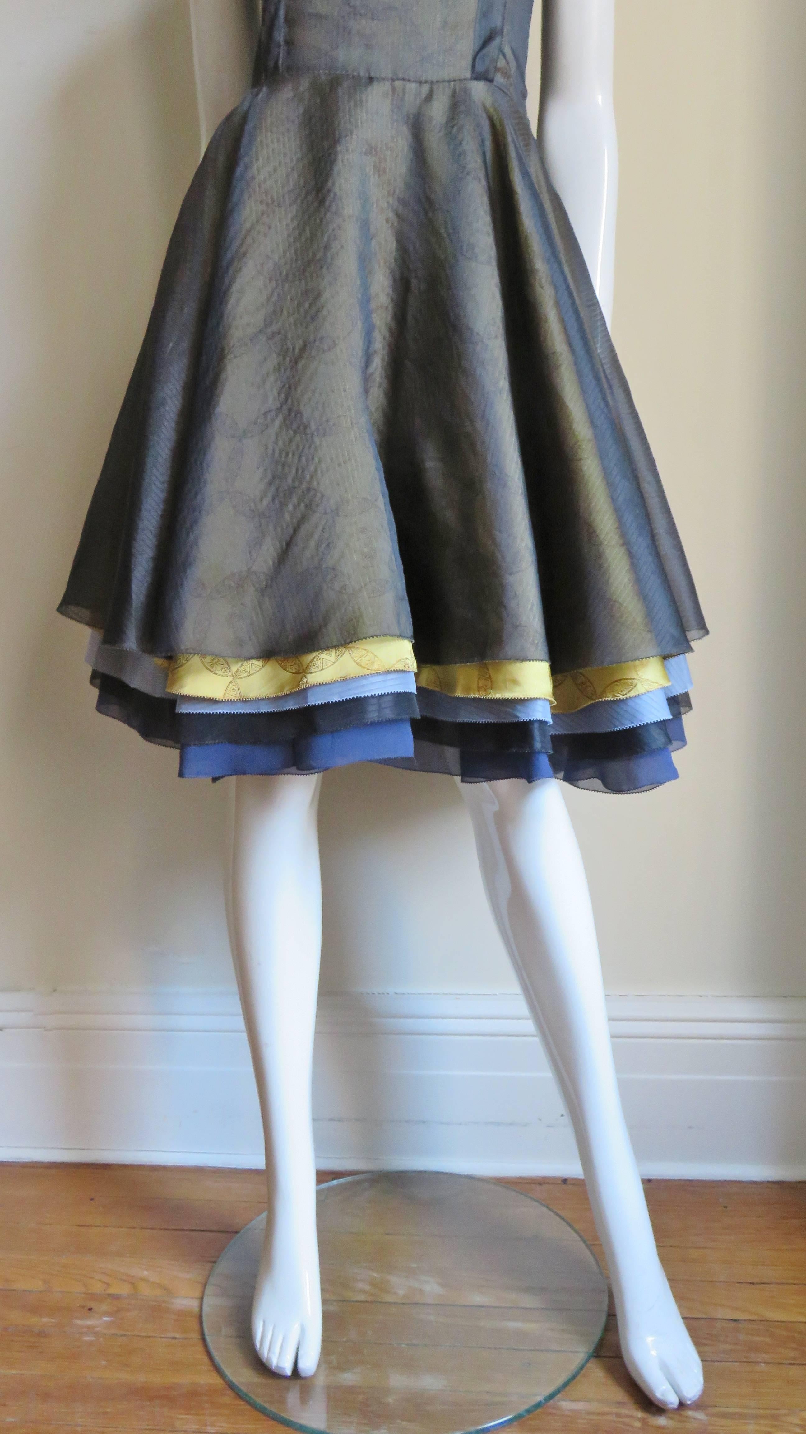 Nina Ricci Layered Silk Color Block Dress In Excellent Condition In Water Mill, NY