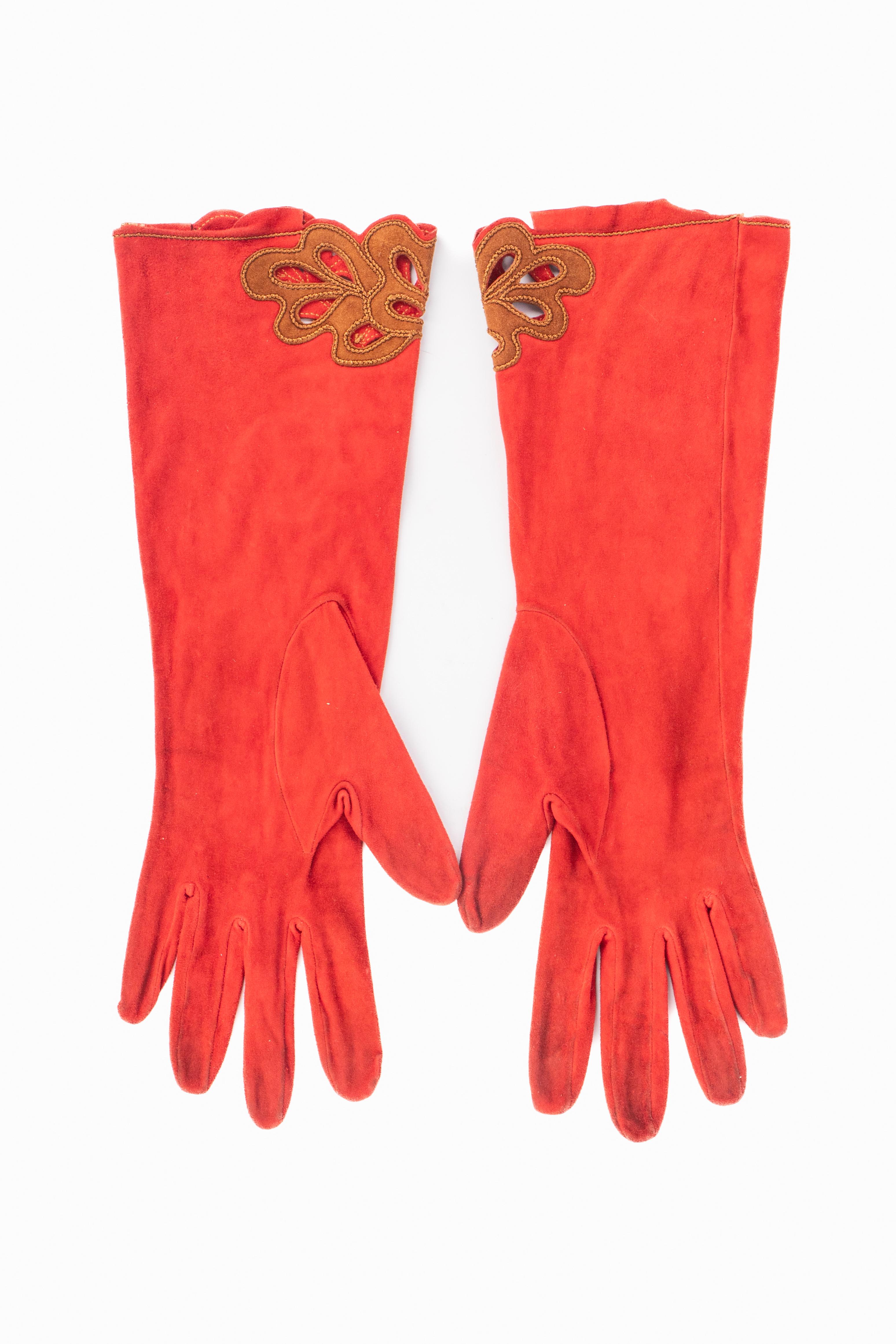 Rouge Gants en cuir Nina Ricci en vente