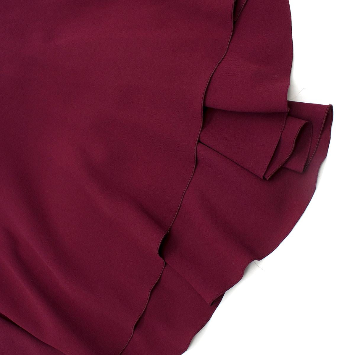 Nina Ricci Maroon Pintucked Asymmetric Zip Detail Silk Dress  38 3