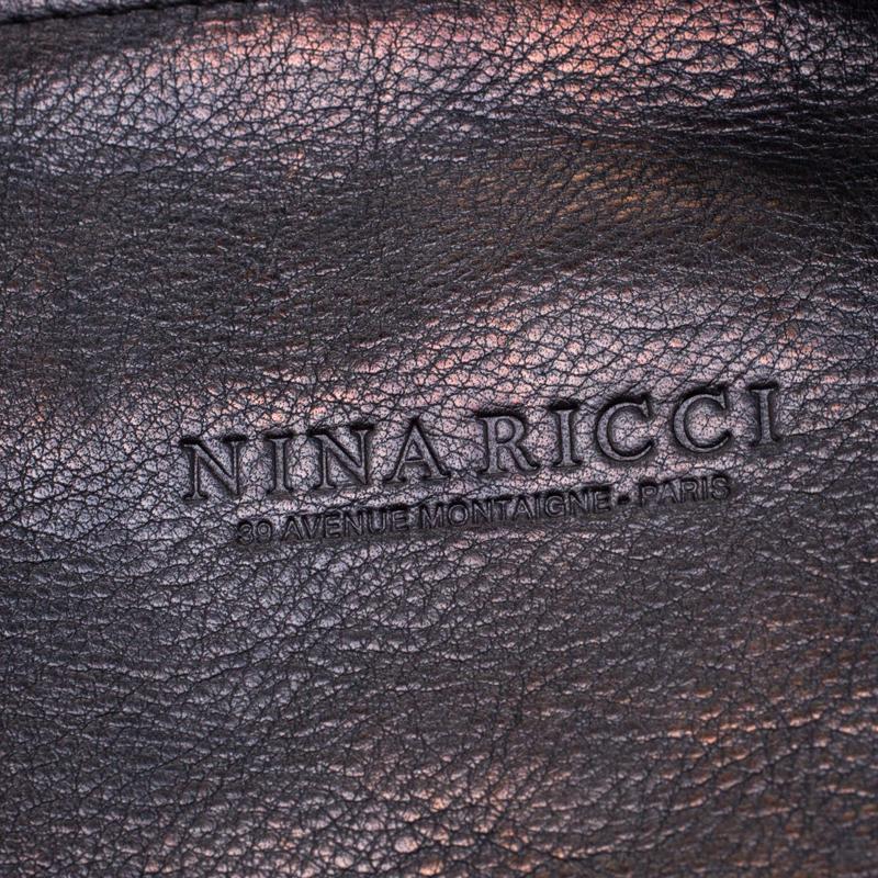 Nina Ricci Metallic Black Leather Ondine Zip Tote 2