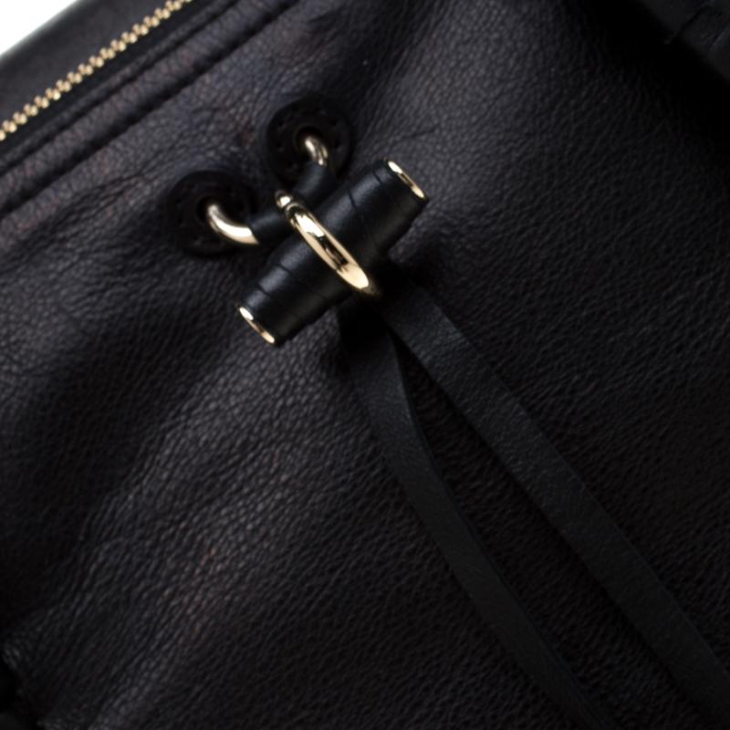 Nina Ricci Metallic Black Leather Ondine Zip Tote 4