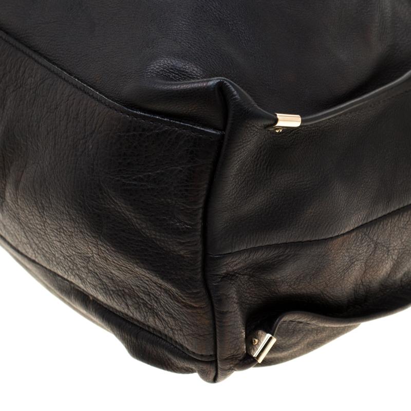 Nina Ricci Metallic Black Leather Ondine Zip Tote 5