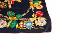 Nina Ricci Navy Jewel Charms Silk Scarf