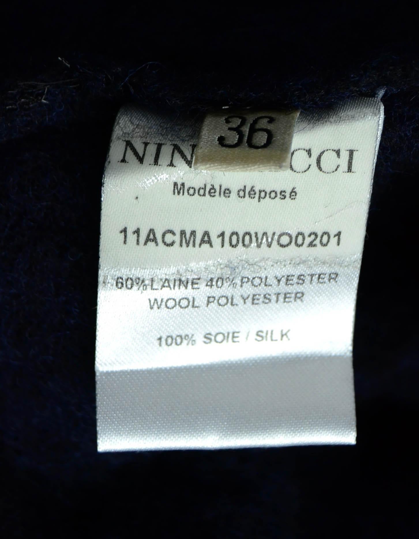 Women's Nina Ricci Navy Sequined Boucle Coat sz FR36