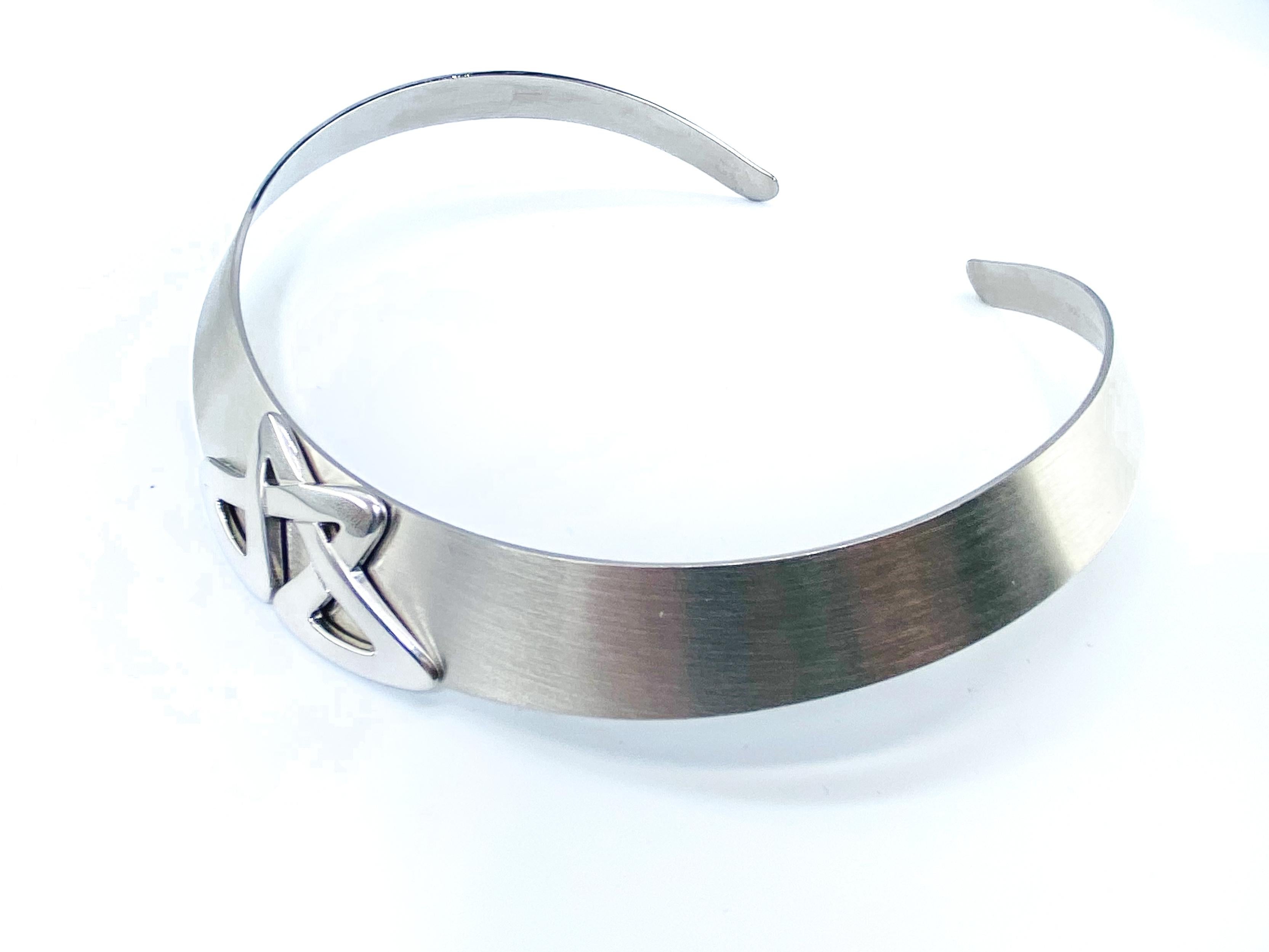 NINA RICCI Necklace Vintage 1990s Choker Sterling Silver In Excellent Condition In London, GB