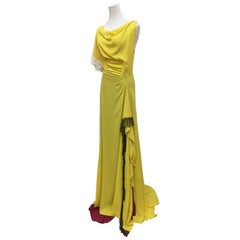 Nina Ricci Olivier Theyskens Sample Dress Gown Yellow Black Lace circa 2010