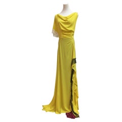 Nina Ricci Olivier Theyskens Sample Dress Gown Yellow Black Lace circa 2010