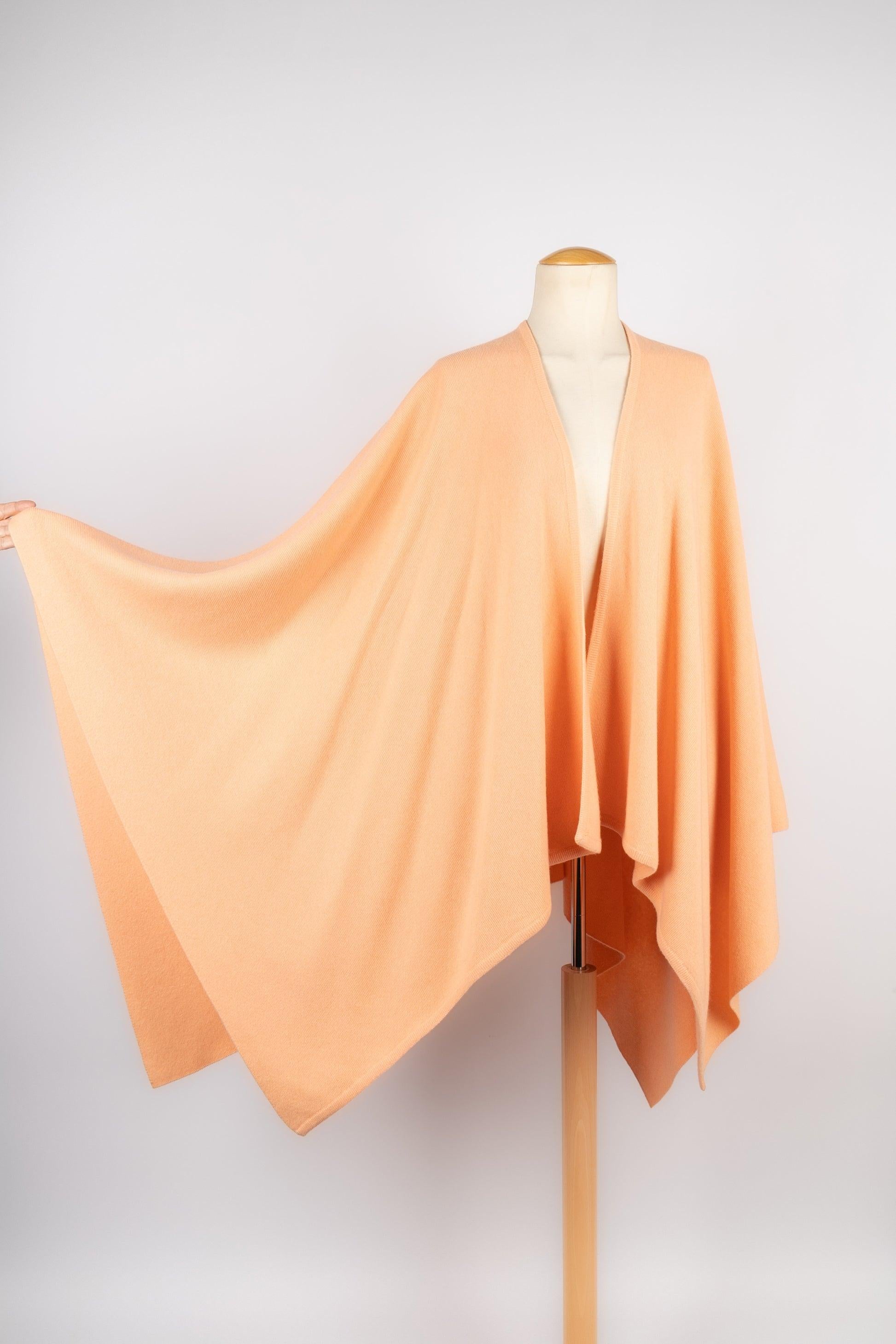 Nina Ricci Orange Cashmere Poncho For Sale 1