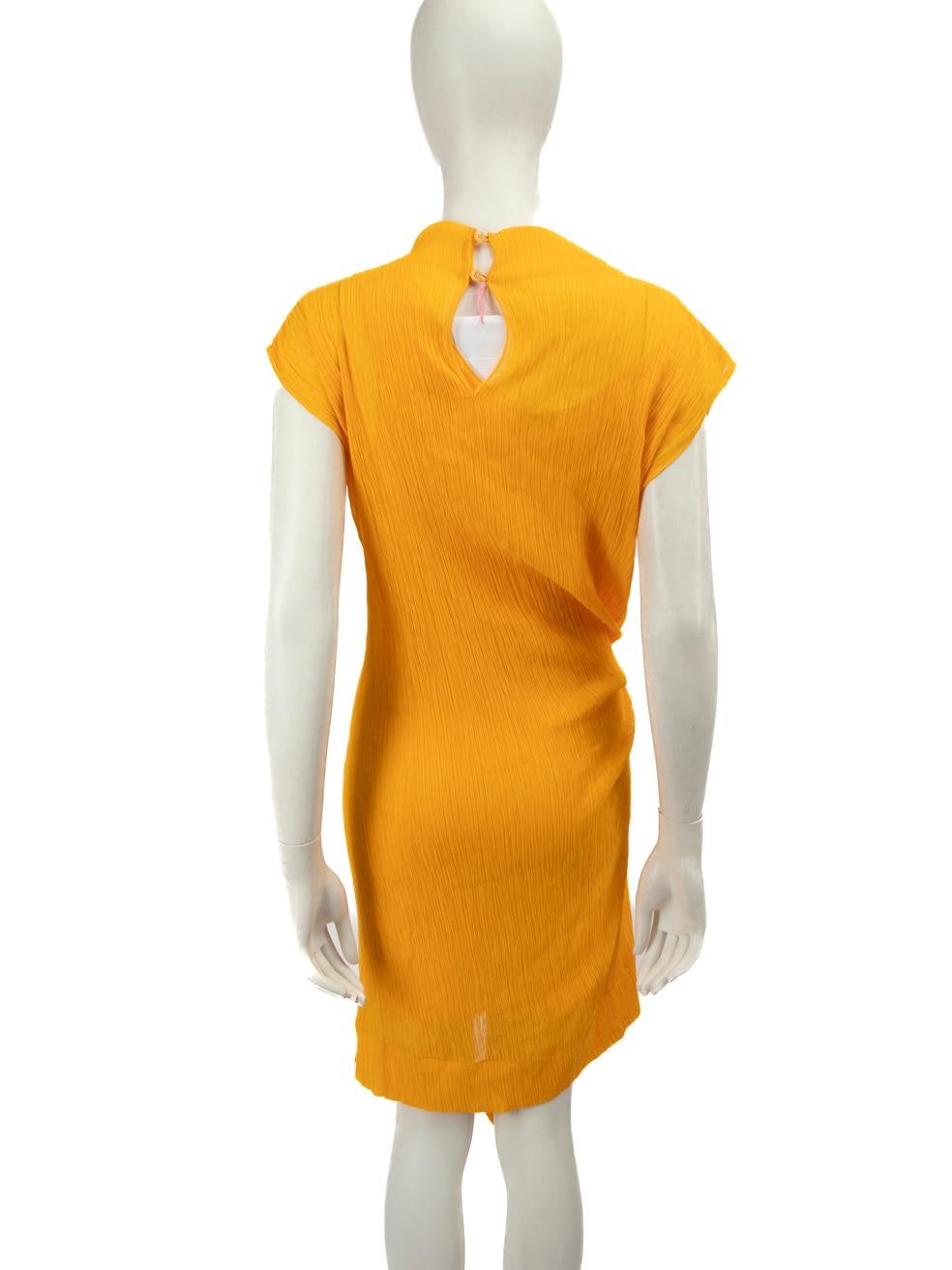 Nina Ricci Orange Crepe Knee Length Dress Size M In New Condition For Sale In London, GB