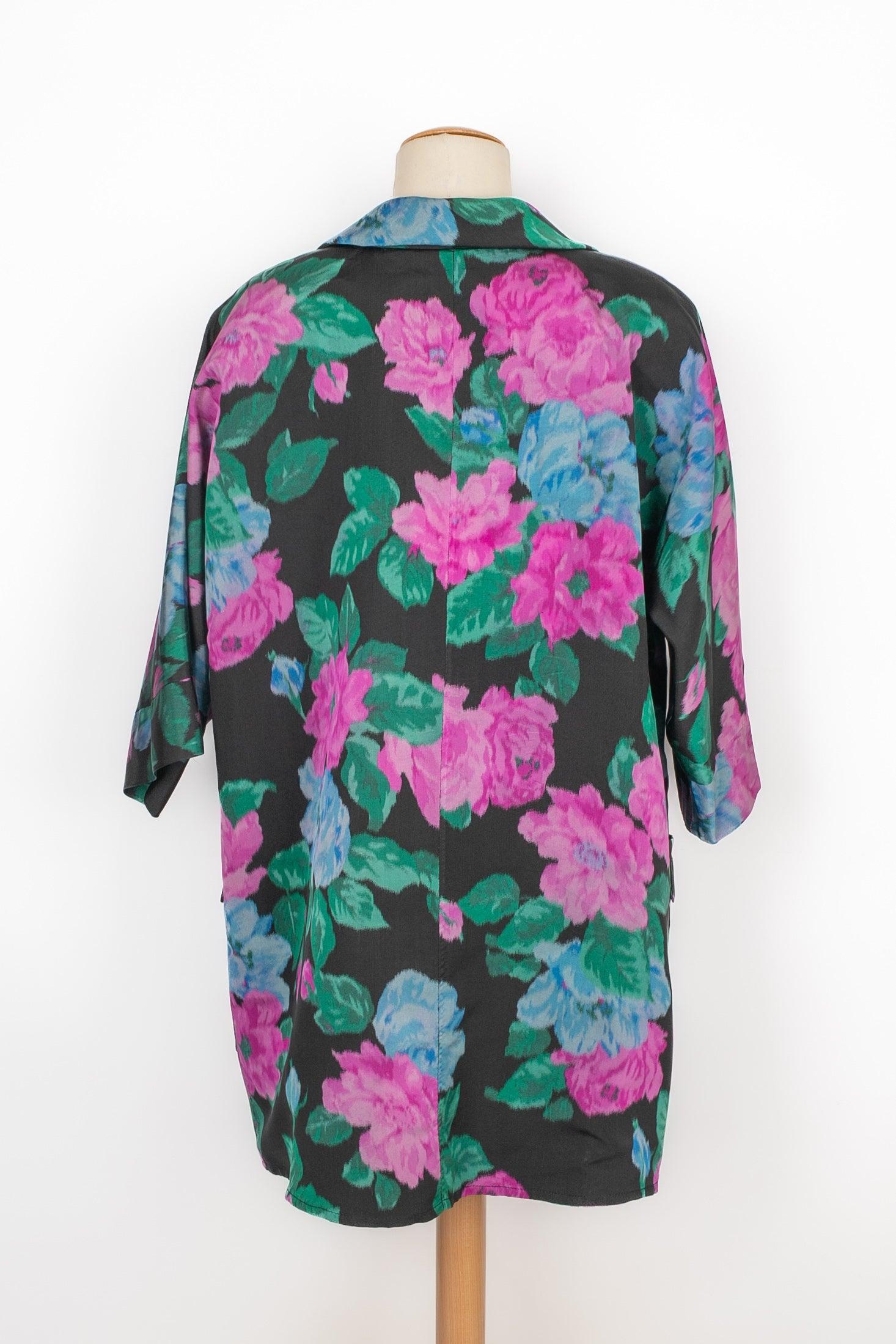 Grigio Nina Ricci Cappotto in seta a fiori oversize in vendita