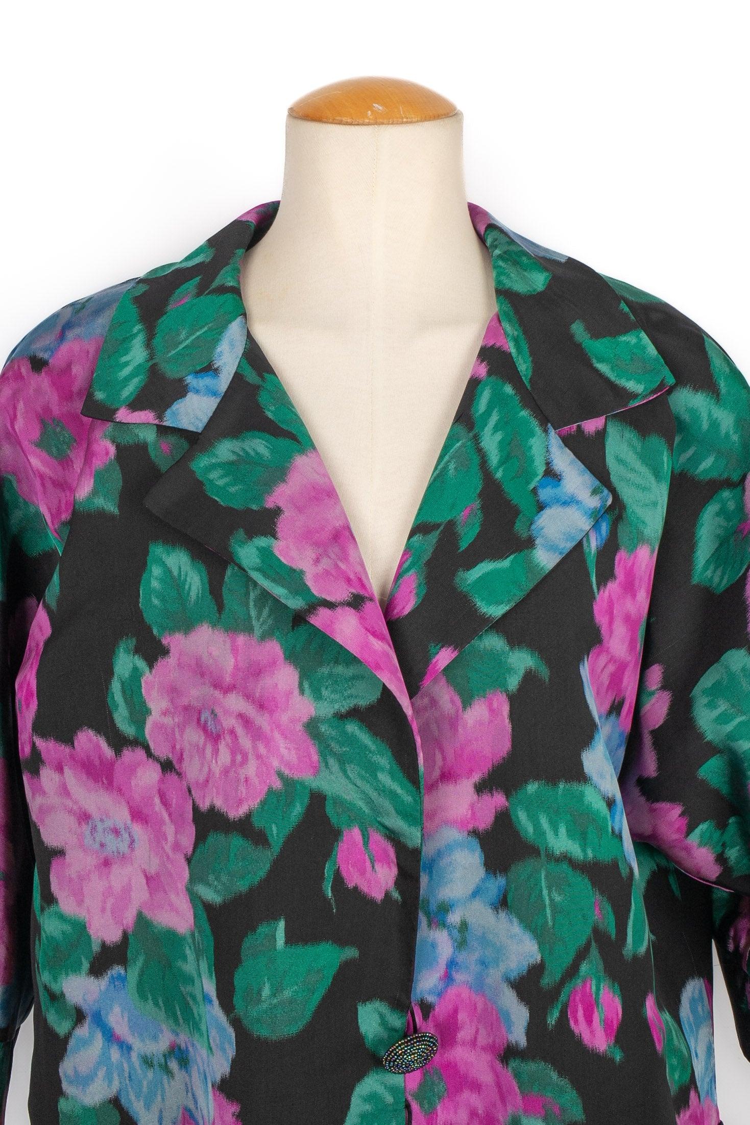 Nina Ricci Cappotto in seta a fiori oversize in vendita 2