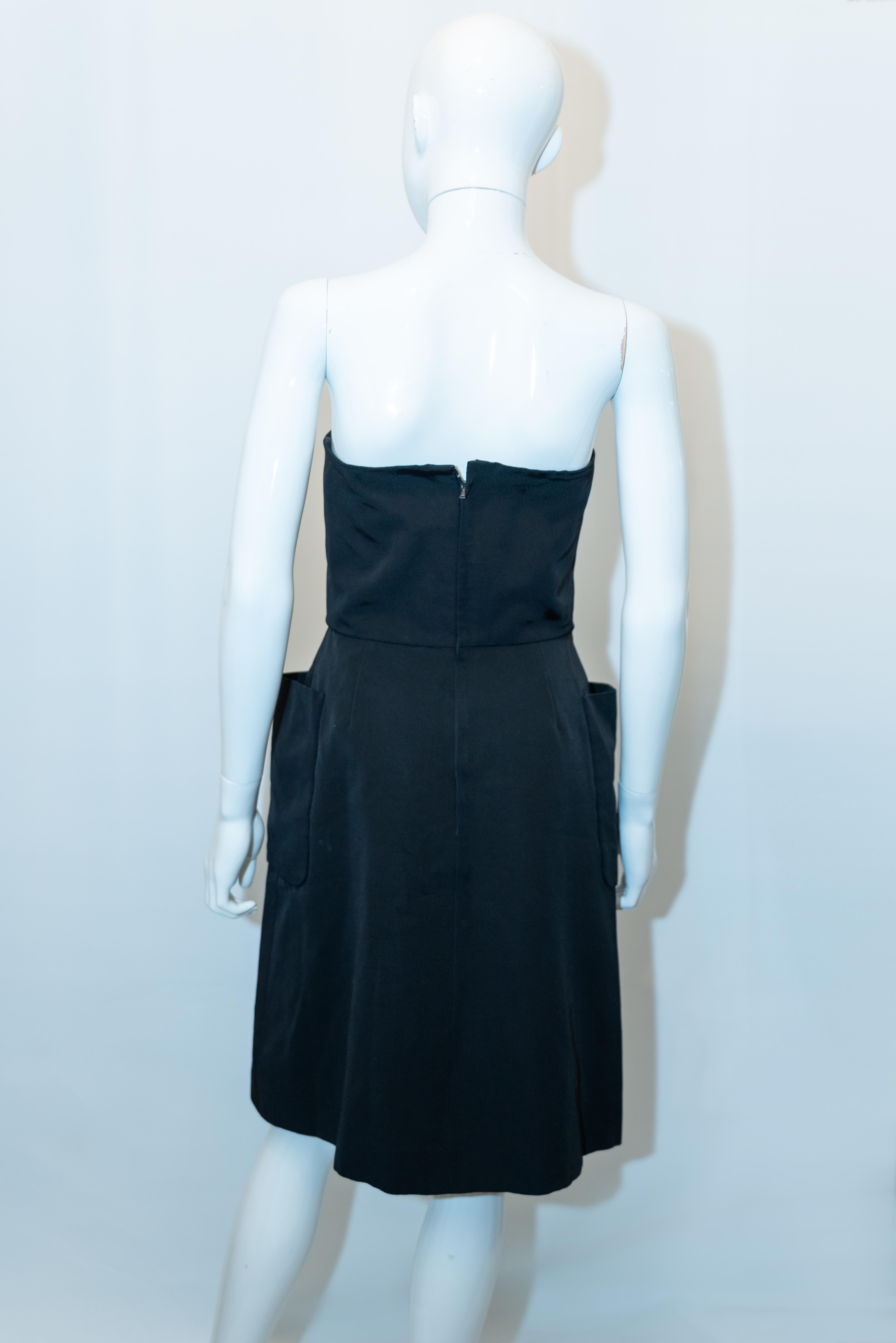 Women's Nina Ricci Paris Black Cocktail Dress with Pockets For Sale