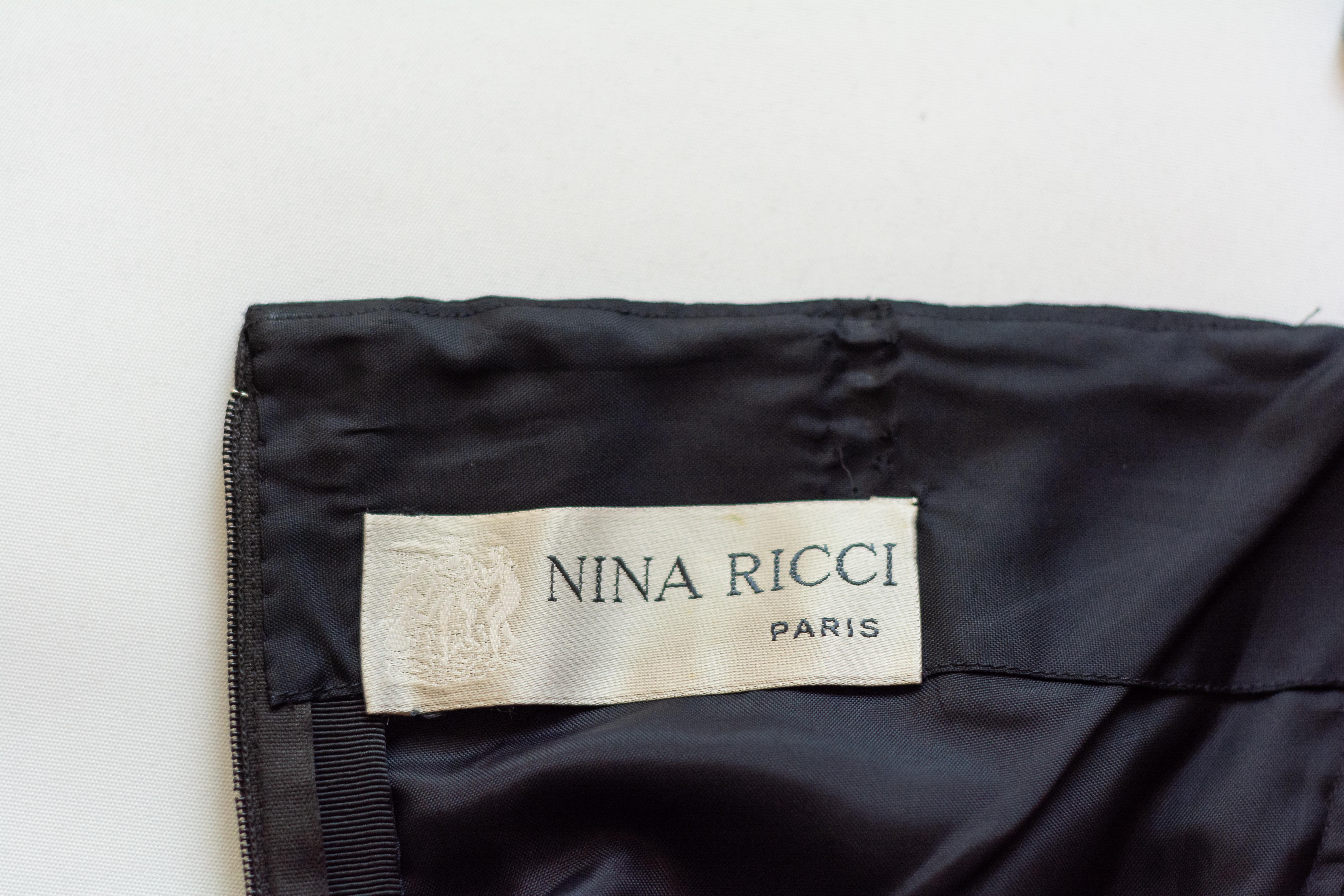 Nina Ricci Paris Black Cocktail Dress with Pockets For Sale 1