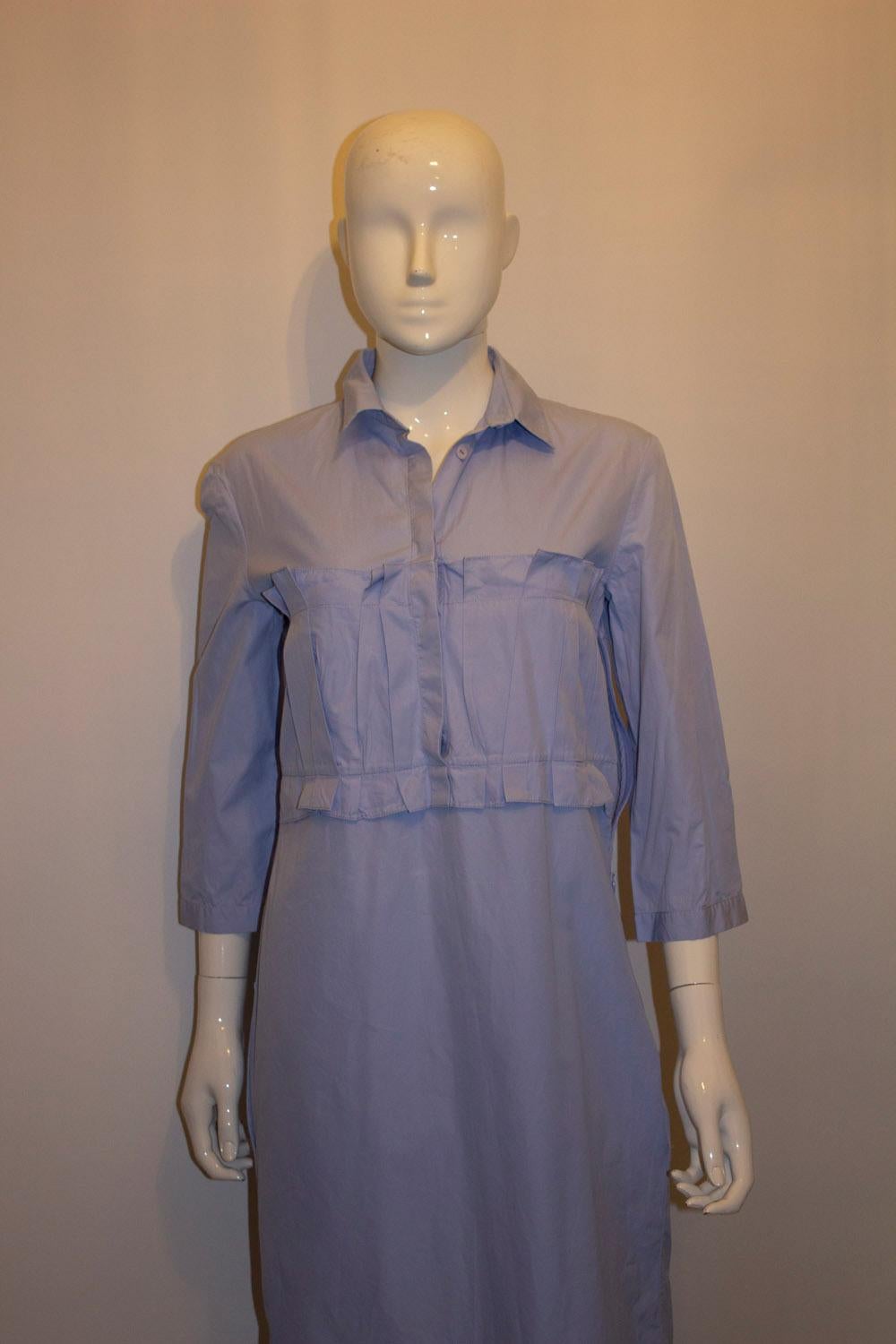 NIna Ricci Paris  Blaues Hemdkleid aus Baumwolle (Grau) im Angebot