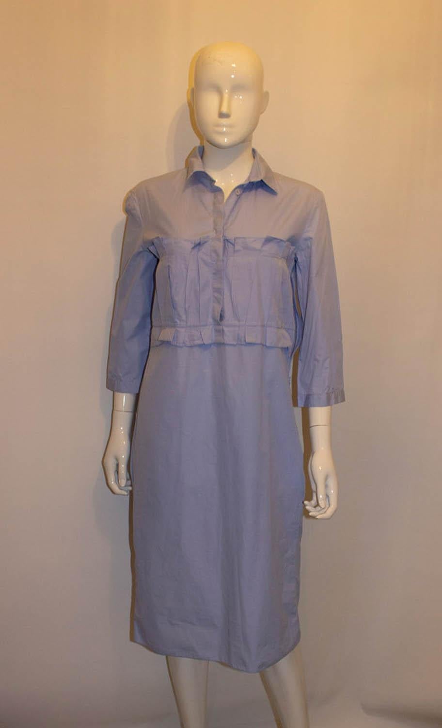 NIna Ricci Paris  Blue Cotton Shirt Dress For Sale 1