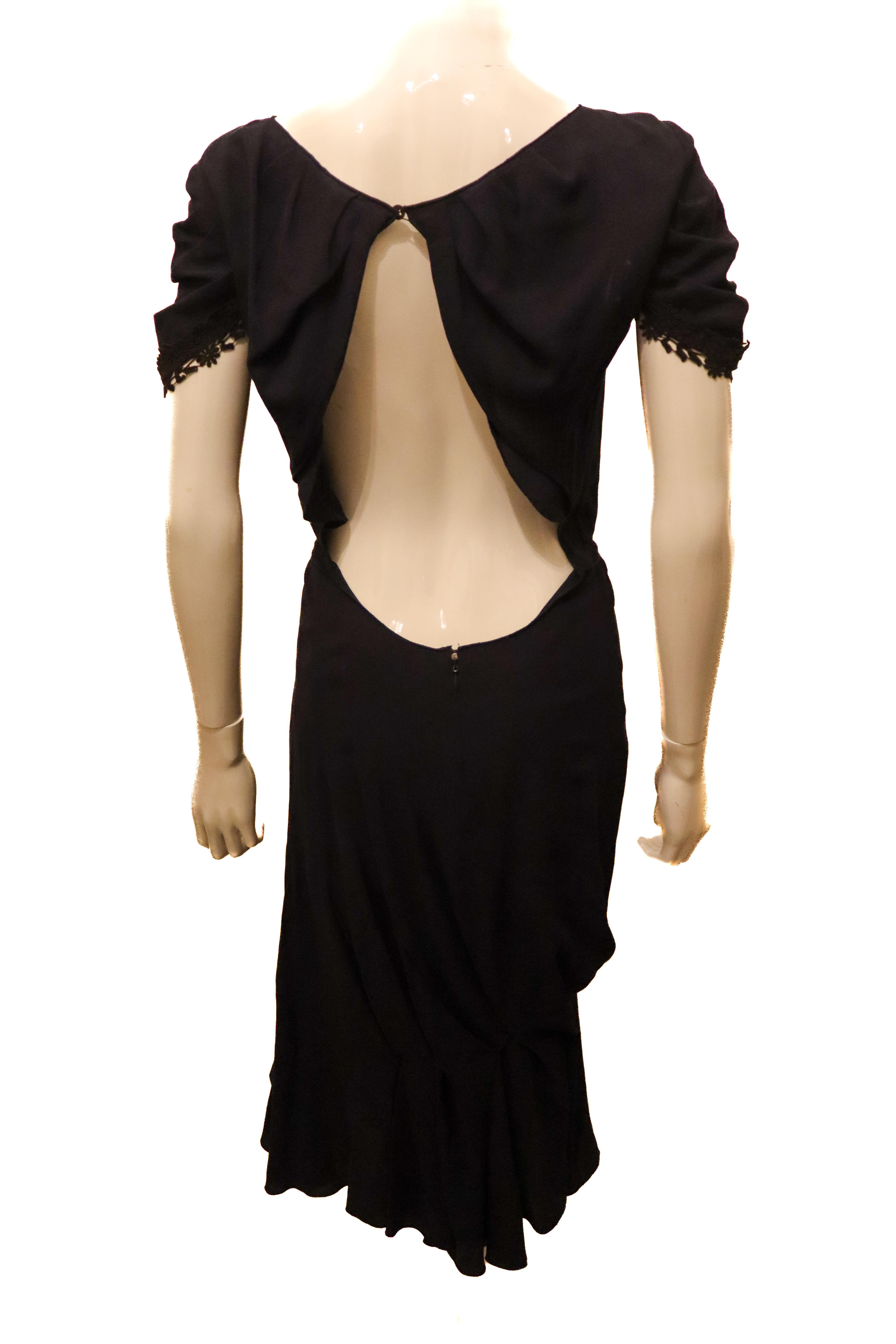 Nina Ricci Paris Blue Silk Dress In Good Condition For Sale In London, GB