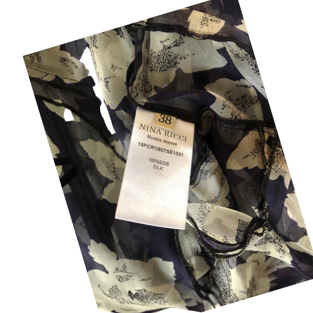 Nina Ricci Paris Sheer Silk Floral Print Sleeveless Dress W/ Slip Size 6-8 For Sale 5