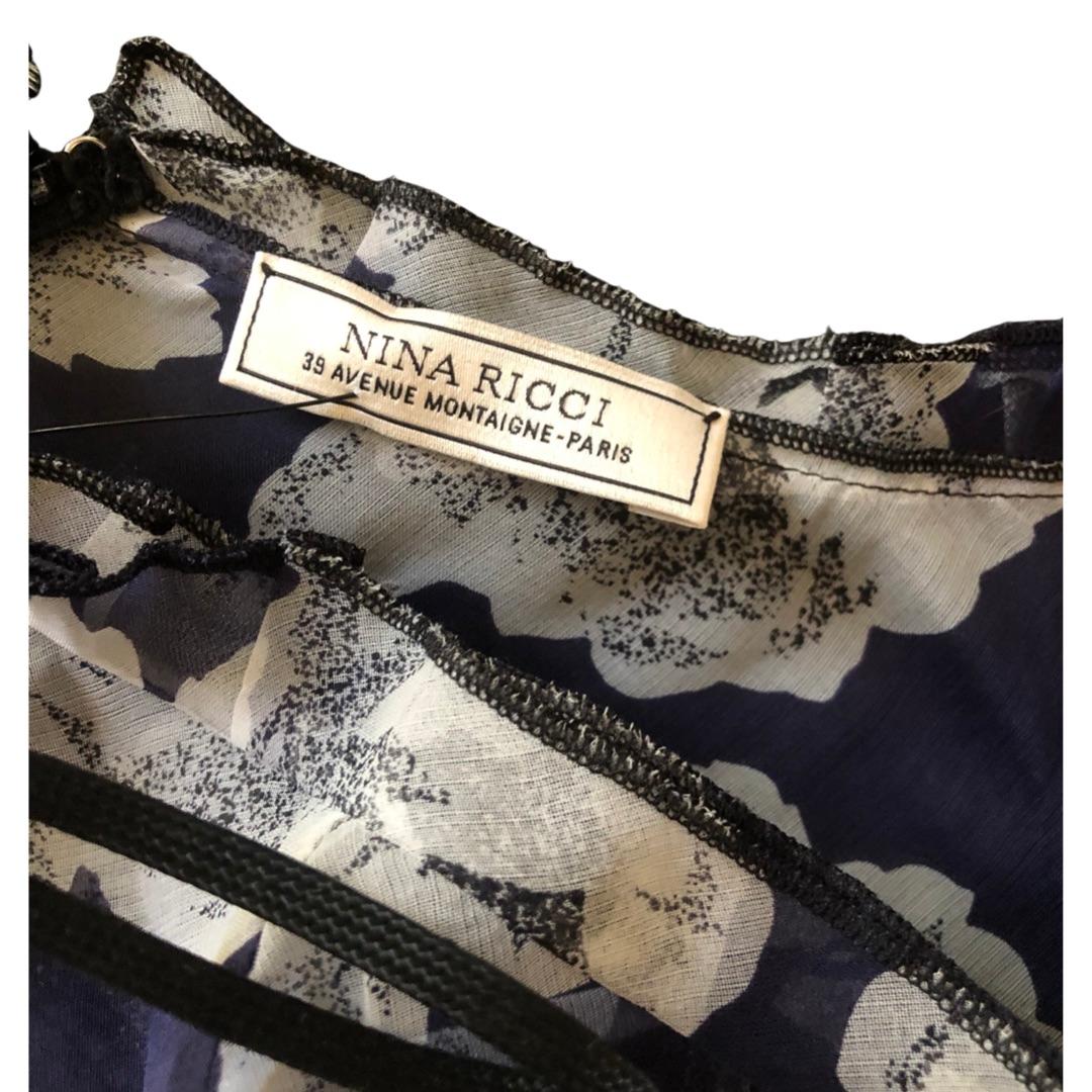 Nina Ricci Paris Sheer Silk Floral Print Sleeveless Dress W/ Slip Size 6-8 For Sale 4