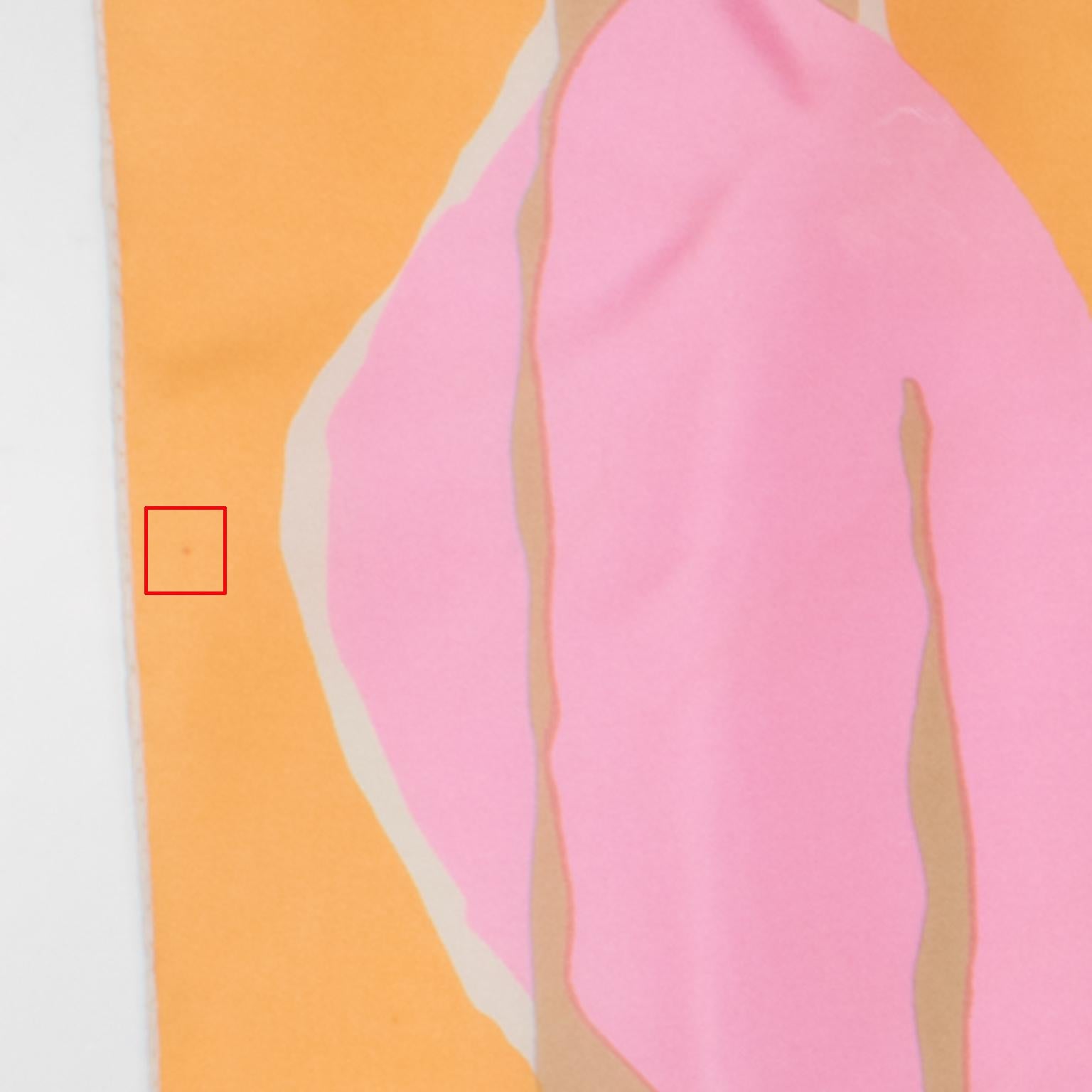 Echarpe en soie Nina Ricci Paris Imprimé abstrait des années 1970 en rose et orange en vente 3