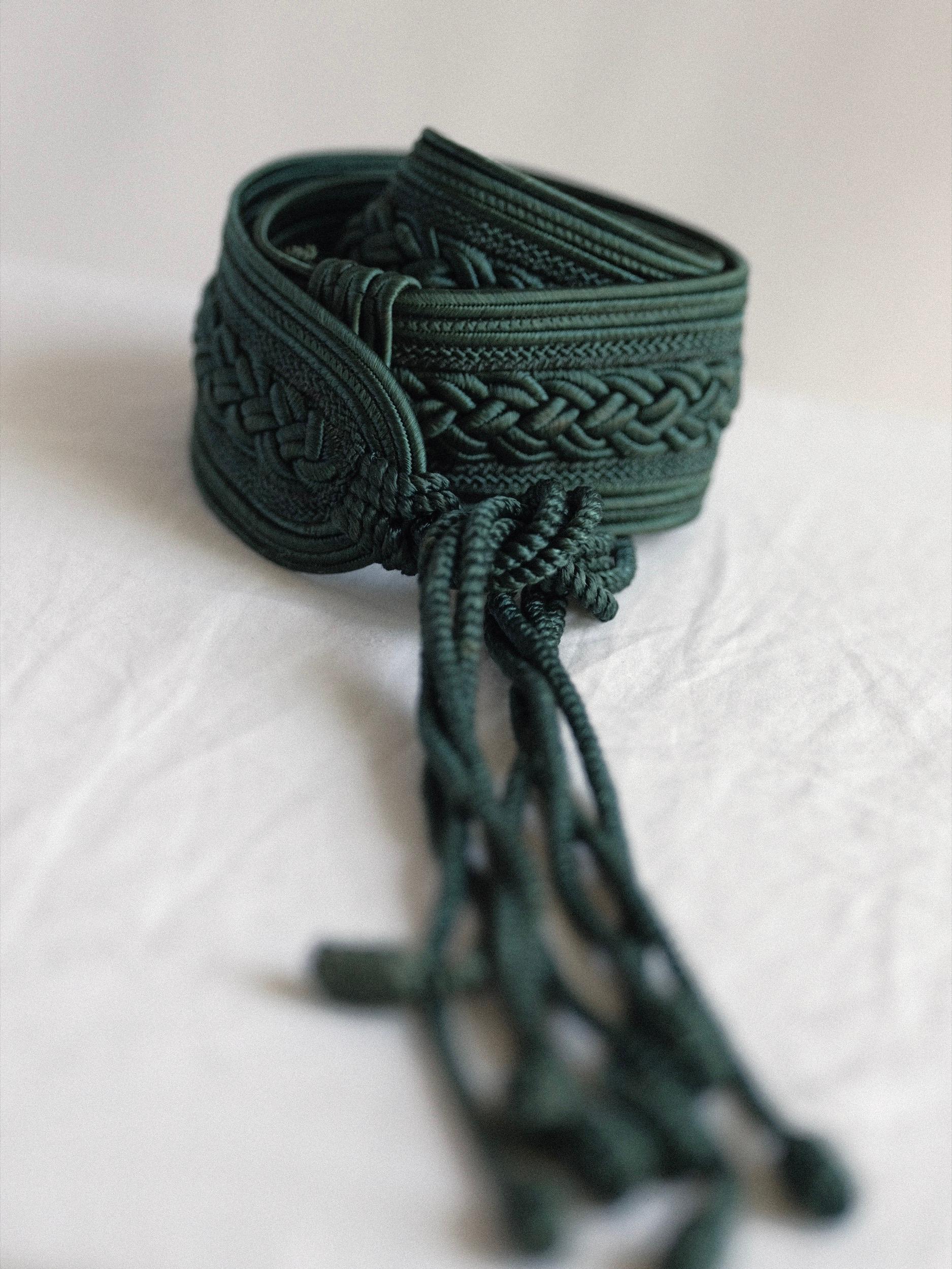 Nina Ricci Passamenterie Belt with Tassels Dark Green 1990's For Sale 5