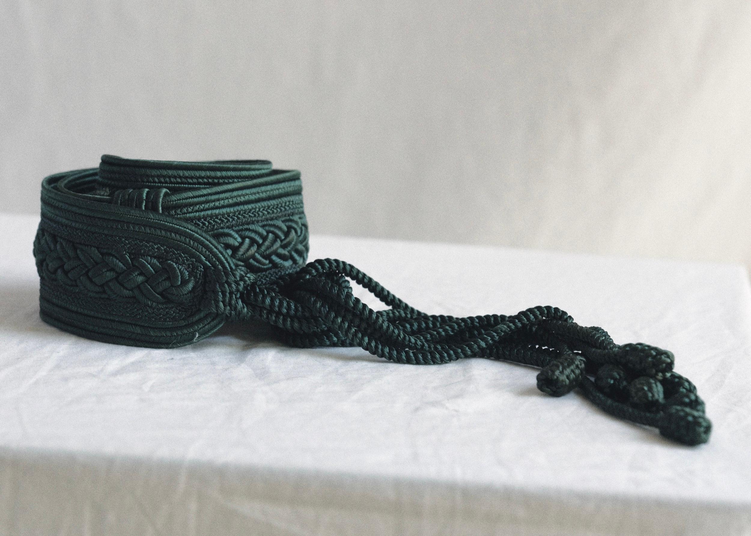 Nina Ricci Passamenterie Belt with Tassels Dark Green 1990's For Sale 6