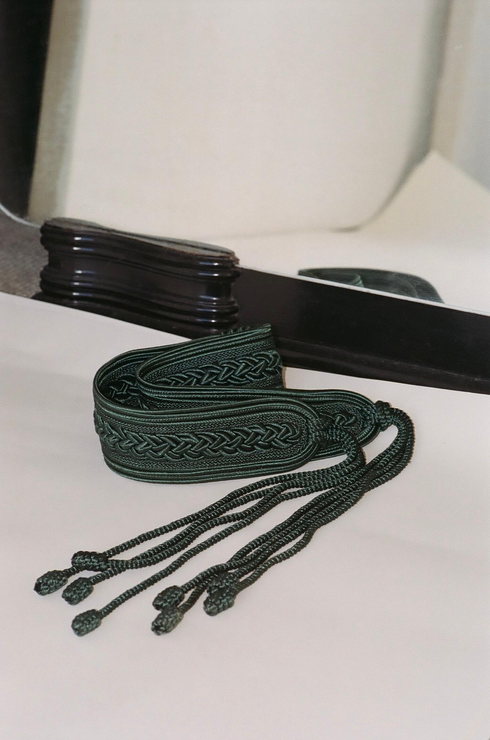 Nina Ricci Passamenterie Belt with Tassels Dark Green 1990's For Sale 10