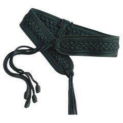 Nina Ricci Passamenterie Belt with Tassels Dark Green 1990's