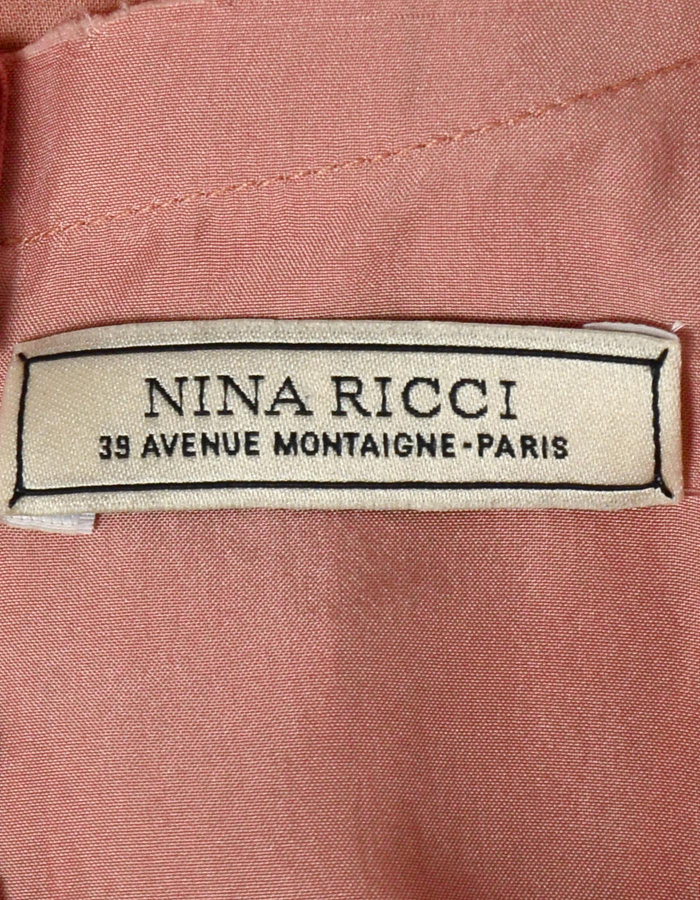Nina Ricci Peach Sleeveless Dress with Pleating sz IT 38 In Excellent Condition In New York, NY