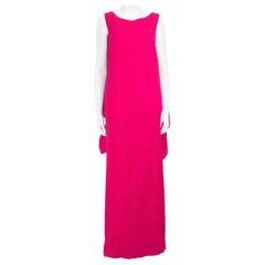 Nina Ricci Pink Silk Crinkled Cape Maxi Dress Size XS