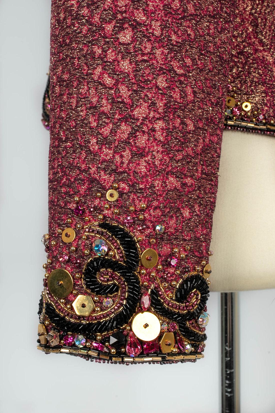 Women's Nina Ricci Pink Top Haute Couture in Pearls and Rhinestones For Sale