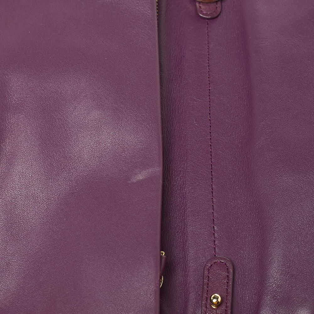 Nina Ricci Purple Leather Pleated Bow Flap Shoulder Bag 1