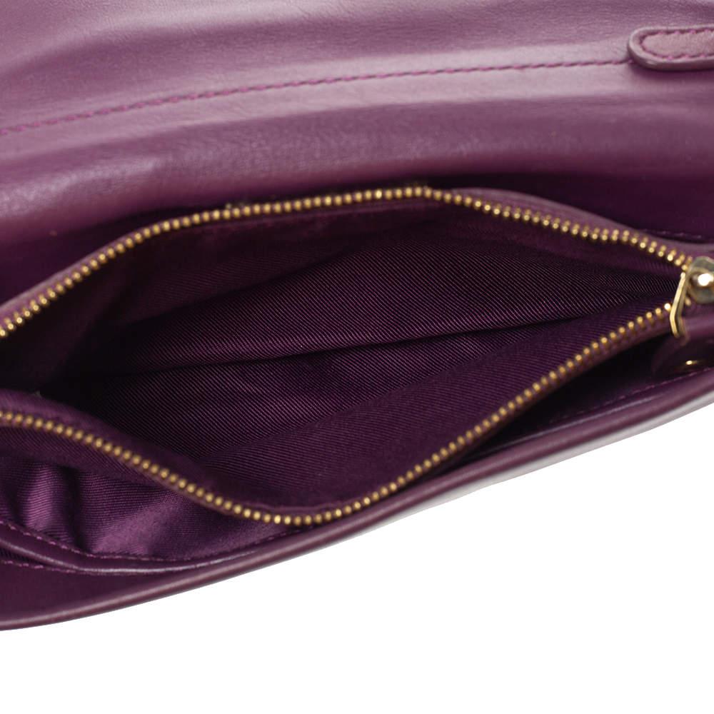 Nina Ricci Purple Leather Pleated Bow Flap Shoulder Bag 4
