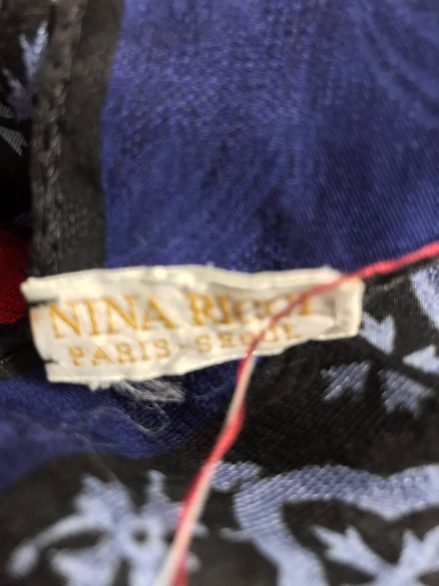 Black Nina Ricci red and blue floral silk scarf 35