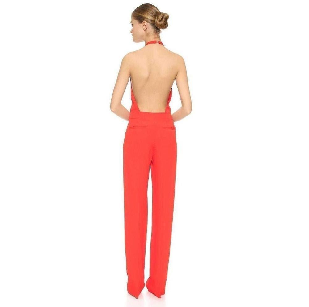 NINA RICCI Red Open Back Sleeveless Jumpsuit FR38 US 4-6 In New Condition For Sale In Brossard, QC