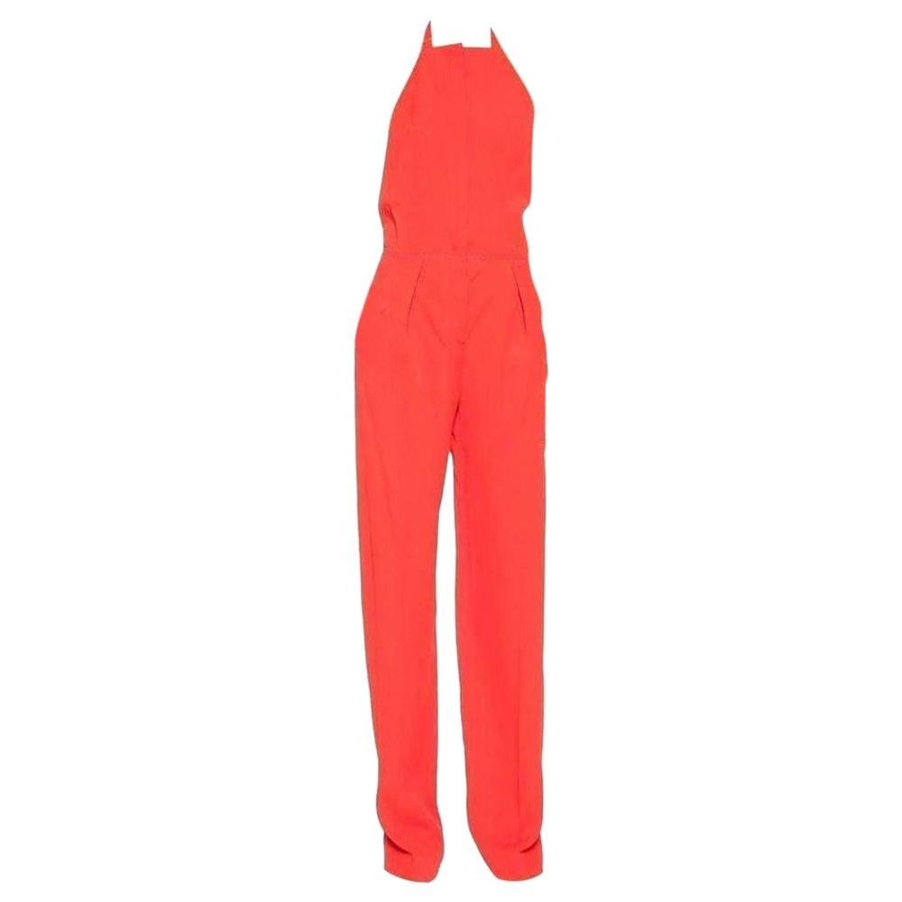 NINA RICCI Red Open Back Sleeveless Jumpsuit FR38 US 4-6 For Sale