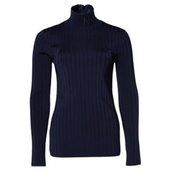 Nina Ricci, Rippen-Rollkragenpullover in Dunkelblau