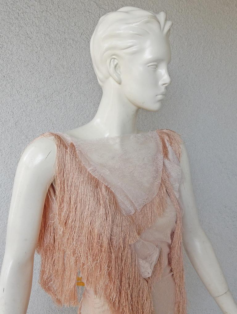 Women's Nina Ricci Romantic Runway Lace Fringe Dress Gown For Sale