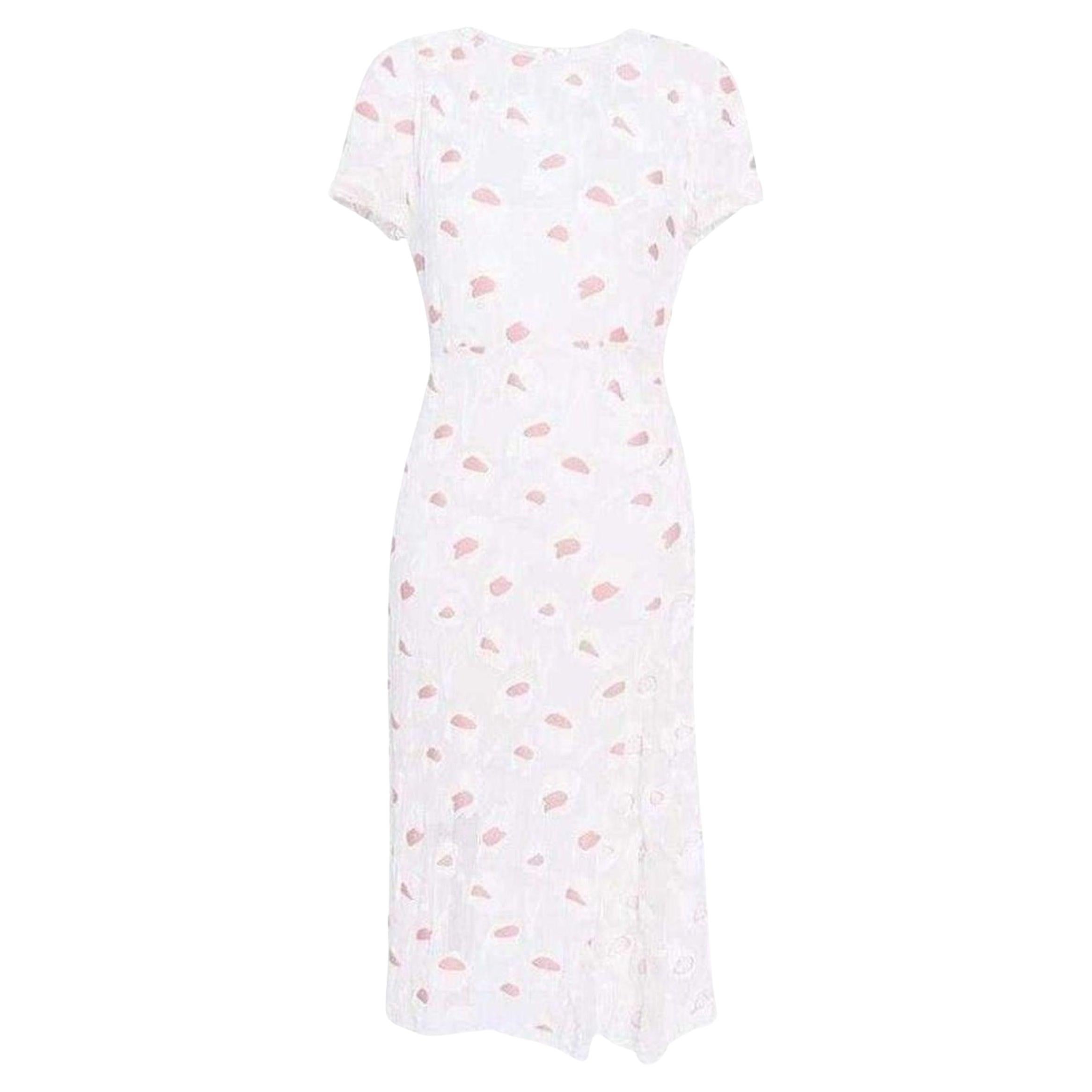 NEW Nina Ricci Rose Pivoine And Natural Floral Silk Dress FR 36 For Sale
